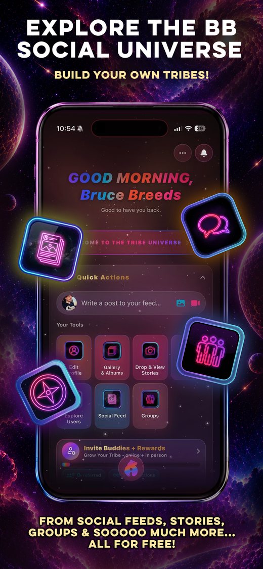 TRIBE home with Groups and Social Feed